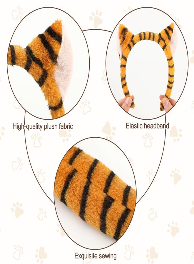 XEPST Animal Tiger Costume Set, Tiger Ears and Tail Set with Ears Headband, Tail, Paws, Face Sticker for Animal Costume Cosplay Birthday Party Accessories Carnival Halloween Fancy Dress Party Supplies - Image 4